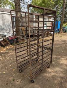 lot 7 image: Heavy Duty Steel American Baker Rack - Heavy Duty Casters