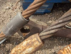 lot 28 image: Massive Pallet Crane Cables ranging in sizes 5-40