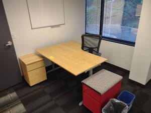 Table, Chair, (2) Cabinets, White B...