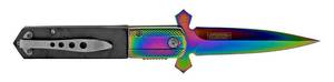 5 Christian Knights Spring Assisted Folding Pocket Cross Knife with Belt Clip - Black and Titanium