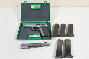 lot 2 image: Tanfoglio Witness 9mm Wonder Full Size Pistol - with .45 ACP Barrel - 5 Magazines