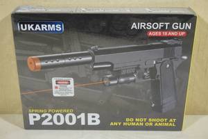 lot 39 image: UKArms P2001B Spring Powered Airsoft Pistol with Laser