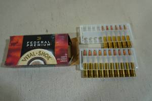 lot 205 image: 16 Federal Vital Shok 7mm Rem Mag 165 Gr Gameking BTSP Ammo