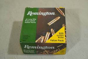 lot 211 image: 525 Remington Golden Bullet .22 LR Brass Plated HP Ammo
