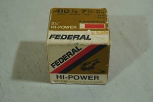 lot 221 image: 25 Federal Hi-Power .410 Gauge 2-12 7-12 Shot Shotshells