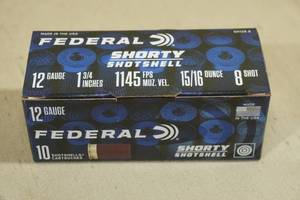 lot 232 image: 10 Federal Shorty 12 Gauge 1-34 8 Shot Shotshells