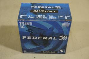 lot 233 image: 25 Federal Game Load 12 Gauge 2-34 6 Shot Shotshells
