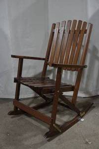 wood slat folding rocking chair