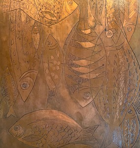 lot 57 image: Artisan Vintage Etched Copper Art