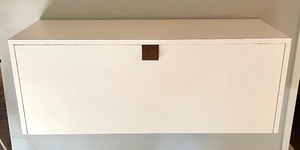 lot 69 image: Mid Century Modern White Wall Mount Storage Shelf