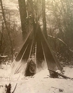 lot 129 image: Framed Teepee Photograph Print by Edward Curtis