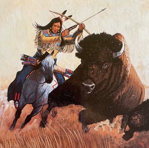 lot 117 image: Buffalo Hunt Limited Edition Signed Print by Gale Runningwolf