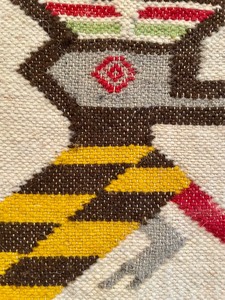 lot 43 image: Vintage Framed Aztec Style Tapestry from Panama