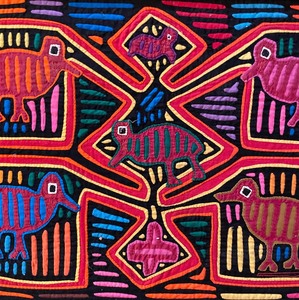 lot 67 image: Vibrant Ethnic Vintage Framed Tapestry from Panama