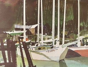 lot 161 image: Boats in the Bay Unframed Lithograph Print by Frank Wagner