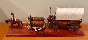 lot 107 image: Trio of Vintage Horse Drawn Wagon and Carriage Mounted Toys