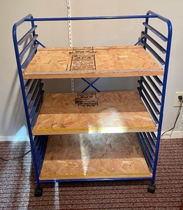 lot 180 image: Metal Cart with 3 Wooden Shelves