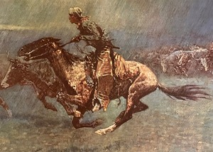 lot 197 image: Stampede By Lighting Unframed Print by Frederic Remington