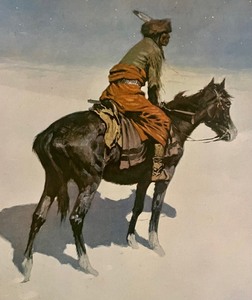lot 198 image: The Scout Friends or Enemies Unframed Print by Frederic Remington