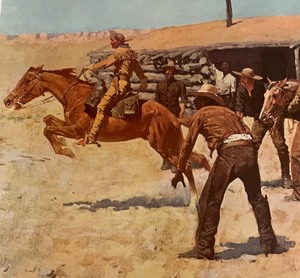 lot 199 image: The Coming and Going of the Post Express Unframed Print by Frederic Remington
