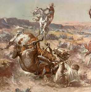 lot 210 image: The Broken Rope Unframed Print by Charles M. Russell