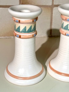 lot 102 image: Pair of Ceramic Taos Treasure Craft Southwestern Design Candle Holders