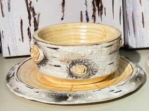 lot 96 image: Pair of Department 56 Birch Bark Ceramic Plates and Bowls
