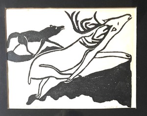 lot 221 image: Wolf Hunting Caribou framed Print