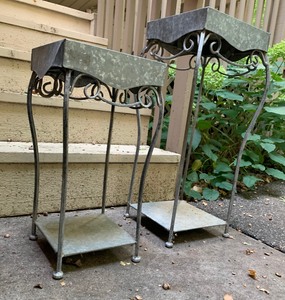 lot 243 image: Two Decorative Outdoor Metal Accent Tables