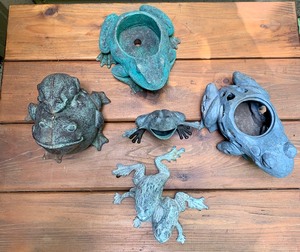 lot 245 image: Set of Five Outdoor Decorative Frog Figurines
