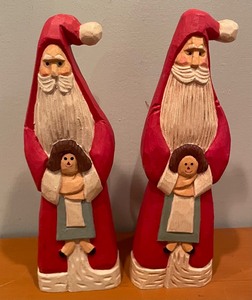 lot 355 image: Festive Wooden Santa Figurines