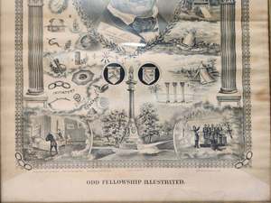 lot 215 image: Large Antique IOOF Oddfellows Lithograph  - Odd Fellowship Illustrated