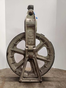 lot 228 image: 2 Large Old Vintage Aluminum Industrial Pulleys