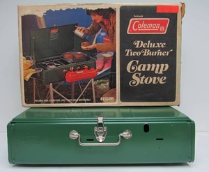 lot 43 image: NOS Vintage Unused COLEMAN Deluxe Two-Burner Camp Stove