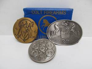 lot 114 image: Great Lot of 4 COLT Firearms & SmithWesson Belt Buckles