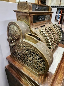 lot 3 image: Antique Brass NATIONAL Cash Register