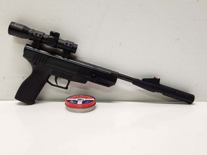 lot 274 image: Very Nice Working BENJAMIN Trail Air Pistol wScope