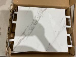 lot 204 image: HOMEFORT C-Frame Sofa Side End Table - Faux Marble White