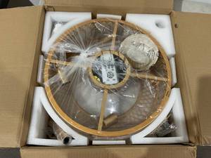 lot 218 image: KOKAiZeeKi Gold Crystal Caged Ceiling Fans with Light - Gold