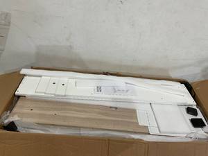 lot 230 image: FEZIBO 48  26 Inch Electric Standing Desk with Monitor Stand and LED Strips - Light Walnut