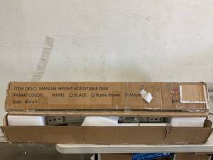 lot 269 image: Win Up Time Manual Standing Desk with Adjustable Height - White Frame and Maple