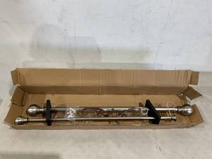 lot 287 image: Hosmile Adjustable Double Drapery Rod with Round & Barrel Finials - Brushed Nickel