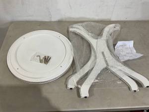 lot 294 image: Small Round White Wooden Side Table