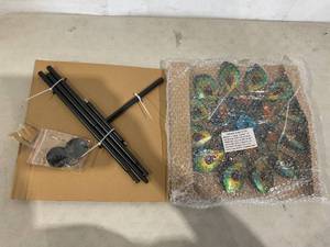 lot 295 image: DIBIEECN 63 inch Peacock Kinetic Wind Spinner with Garden Stake
