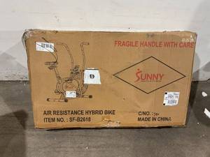 lot 72 image: Sunny Health & Fitness Air Bike with Digital Monitor, Full Motion Arm Exercisers, and Adjustable Seat