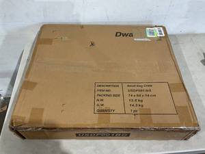 lot 81 image: DWANTON Small Dog Crate Furniture with Cushion - Dark Grey