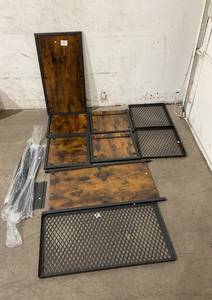 lot 194 image: VASAGLE 3-Tier TV Stand for 65in TVs - Rustic Brown and Black