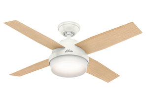 lot 37 image: Hunter Fan Dempsey Low Profile Indoor 44 Ceiling Fan with LED Light and Remote Control - WhiteLight Wood Reversible