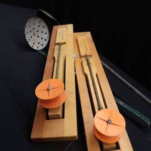 lot 27 image: ICE FISHING LOT VINTAGE HOLE AUGER AND SCOOP