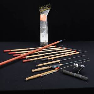 lot 28 image: LOT OF ICE FISHING GEAR LOTS OF POLES